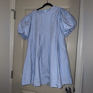 Elegant Blue Puff Sleeve Dress